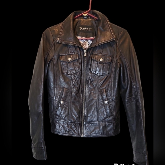 Guess Los Angeles Small soft leather black coat - Picture 12 of 16